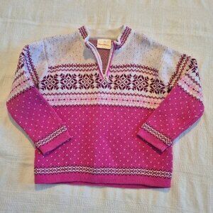 Hanna Andersson girls size 100 or 4 thicker long sleeve sweater has small hole